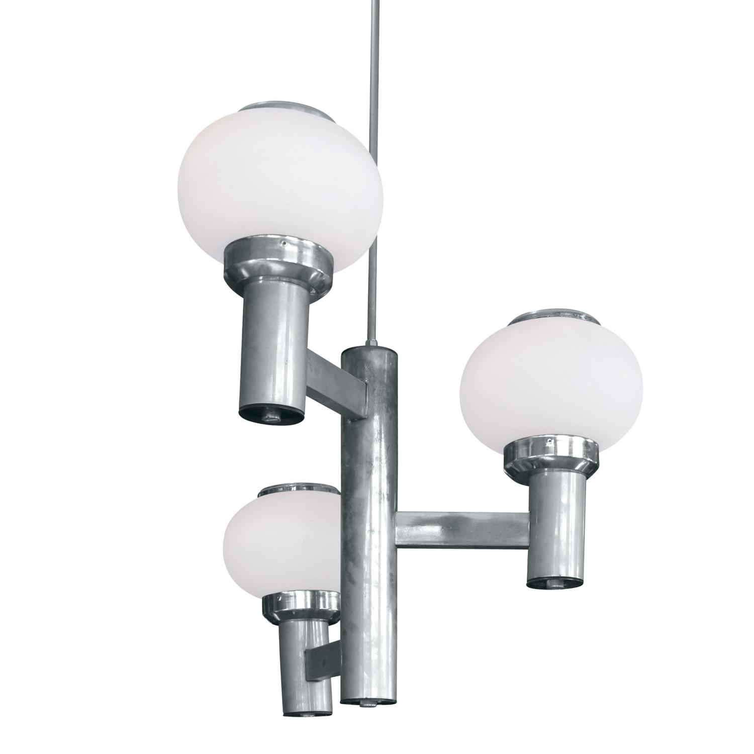 A Chrome and Glass Light Fixture 22" W x 22" D x 44" H — Argentina, Mid-20th Century