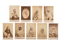 [NATIVE AMERICANS]. A group of 9 CDVs of Sioux involved in the 1862 Dakota Uprising in Minnesota. St. Paul, MN: Whitney's Gallery.