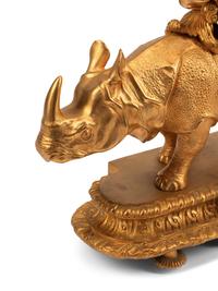 A French Gilt Bronze Rhinoceros Clock