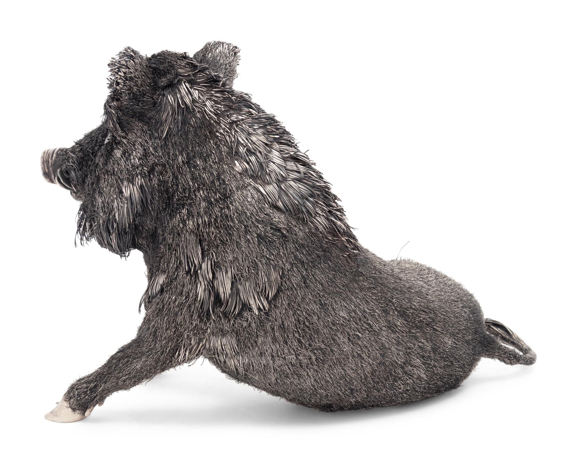 A Buccellati Silver Furry Boar Figure