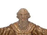 A Continental Painted and Parcel Gilt Carved Figure of a Saint with Outstretched Arms