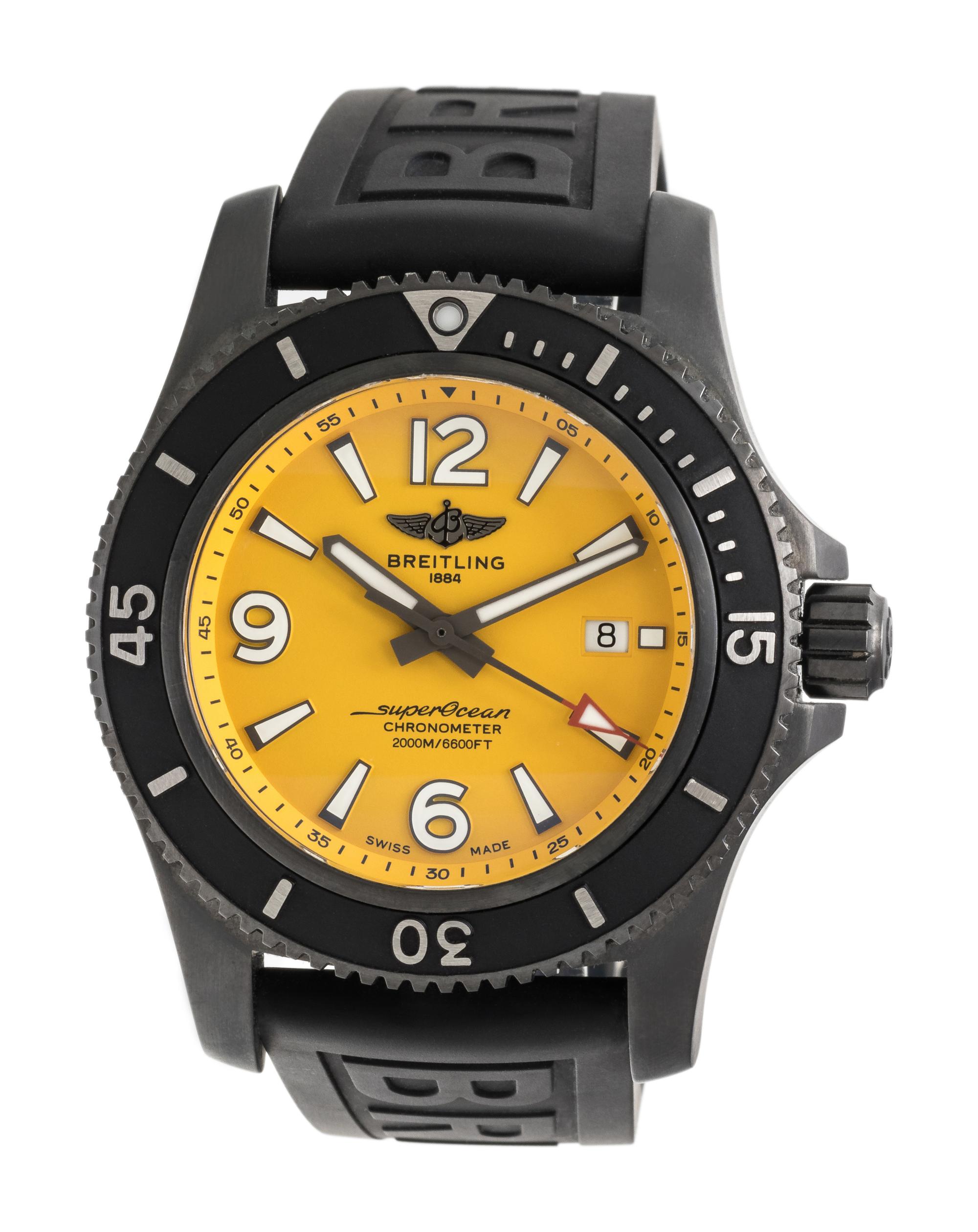 BREITLING, REF. M17638 BLACK STEEL 'SUPEROCEAN' WRISTWATCH