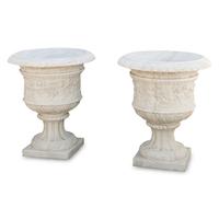 A Pair of Italian Neoclassical Style Marble Urns