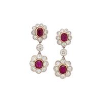 BURMESE RUBY AND DIAMOND EARRINGS