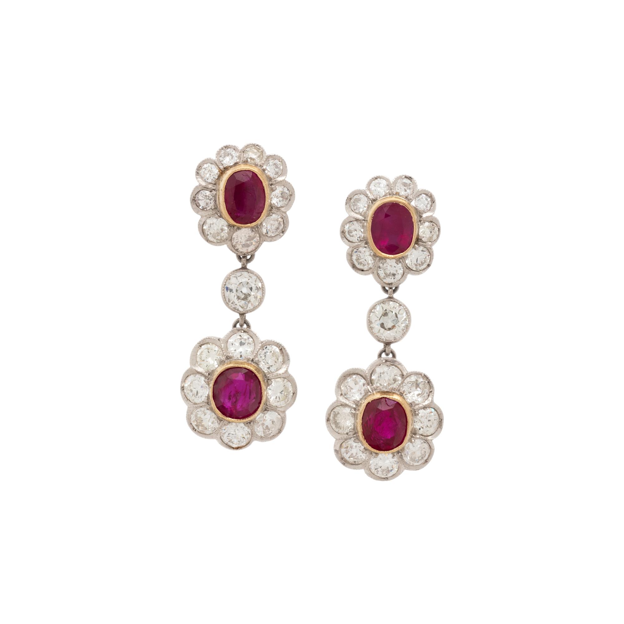 BURMESE RUBY AND DIAMOND EARRINGS