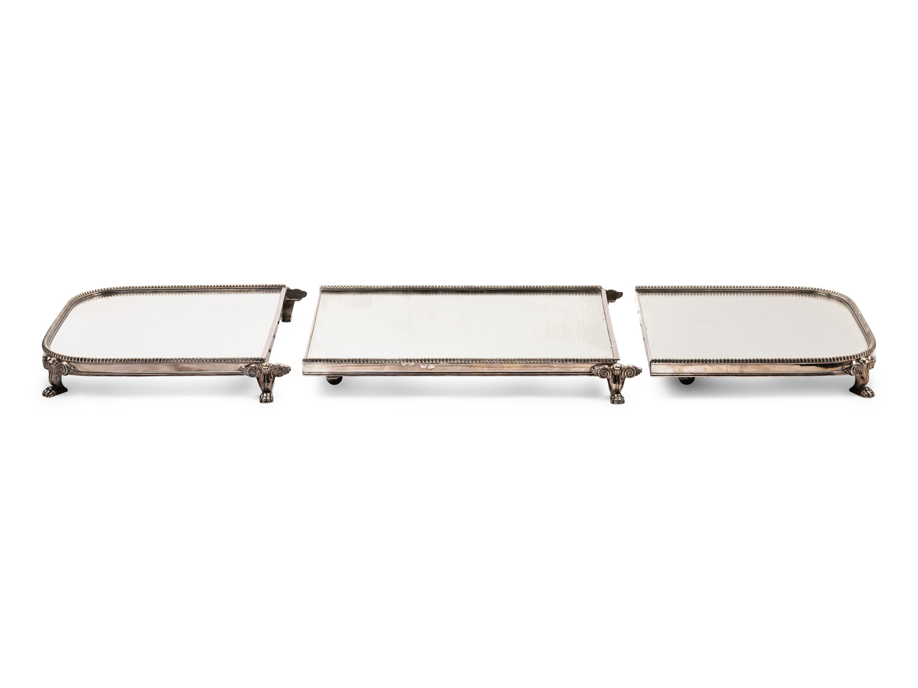 A Continental Silver-Plate Mirrored Table Plateau