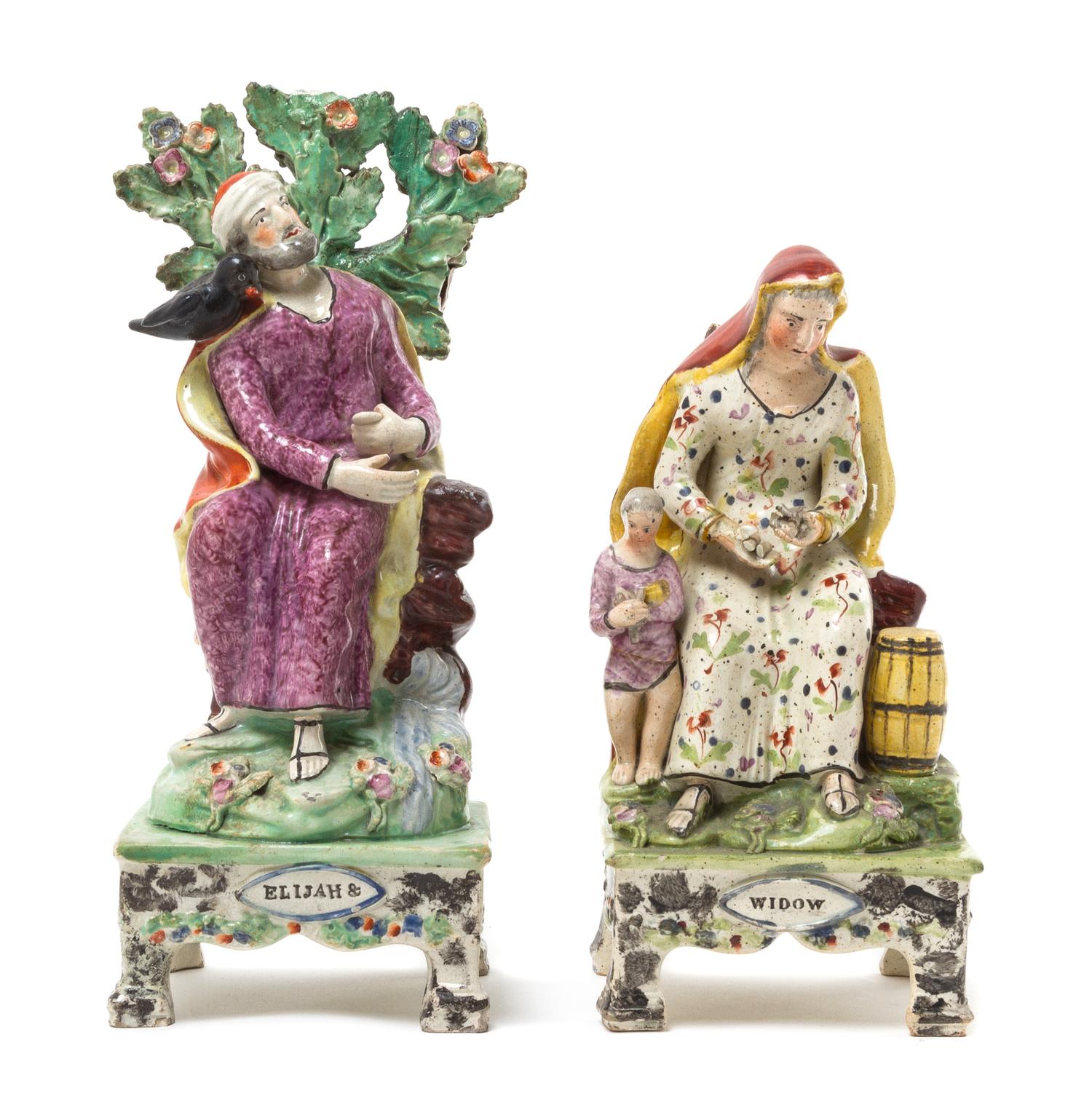 Two Staffordshire Figures Height of taller 11 3/4 inches. — MANNER OF OBADIAH SHERRATT, EARLY 19TH CENTURY