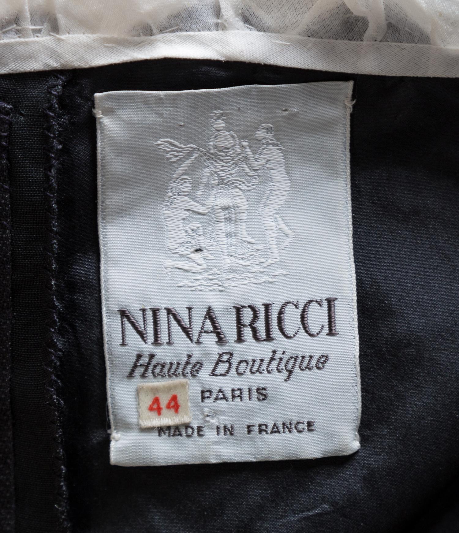 A Nina Ricci Black and White Silk Gazar Gown, Size 44.