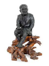 A Japanese Patinated Bronze Figure, Tokyo School, Meiji Period