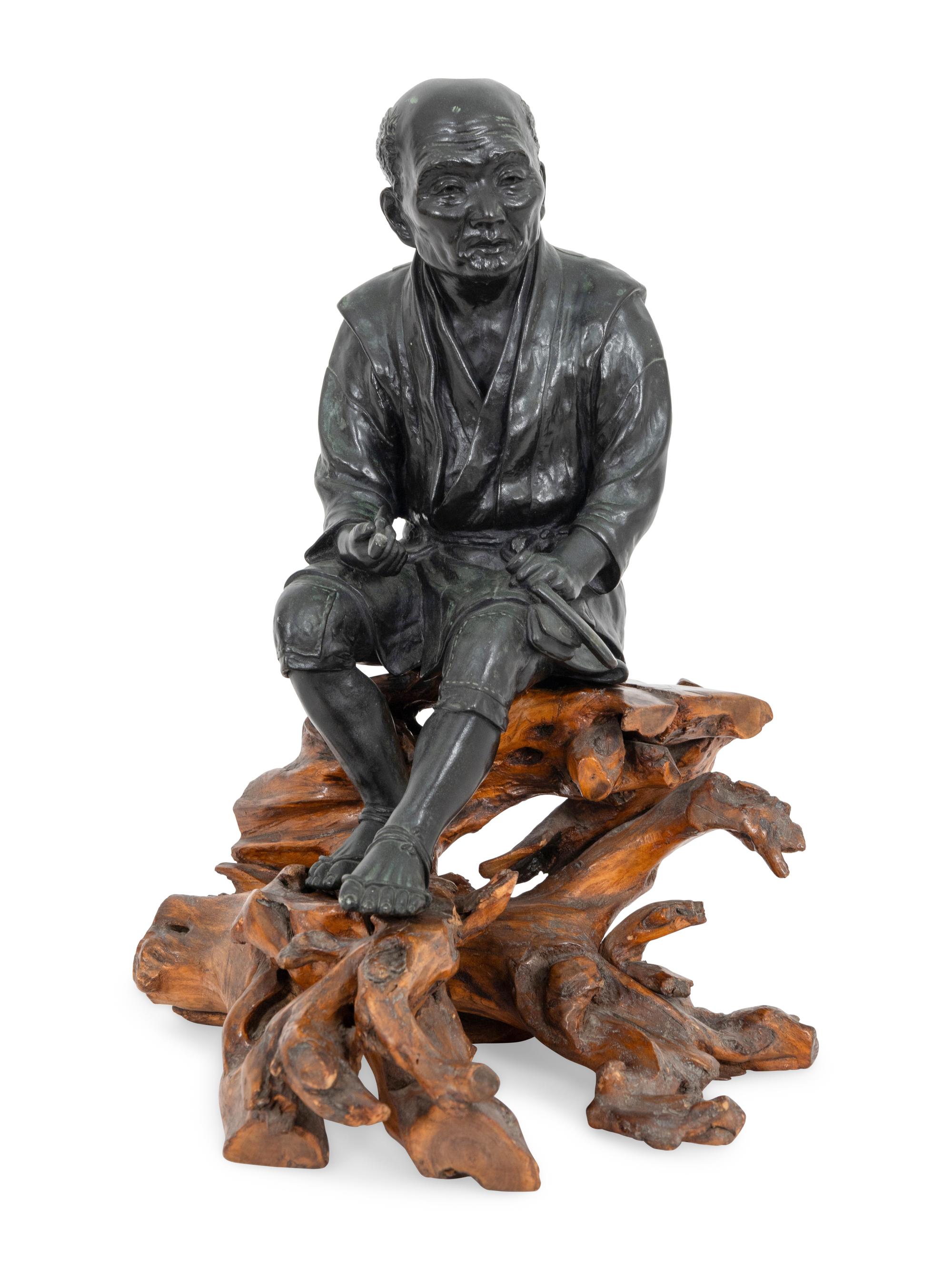 A Japanese Patinated Bronze Figure, Tokyo School, Meiji Period