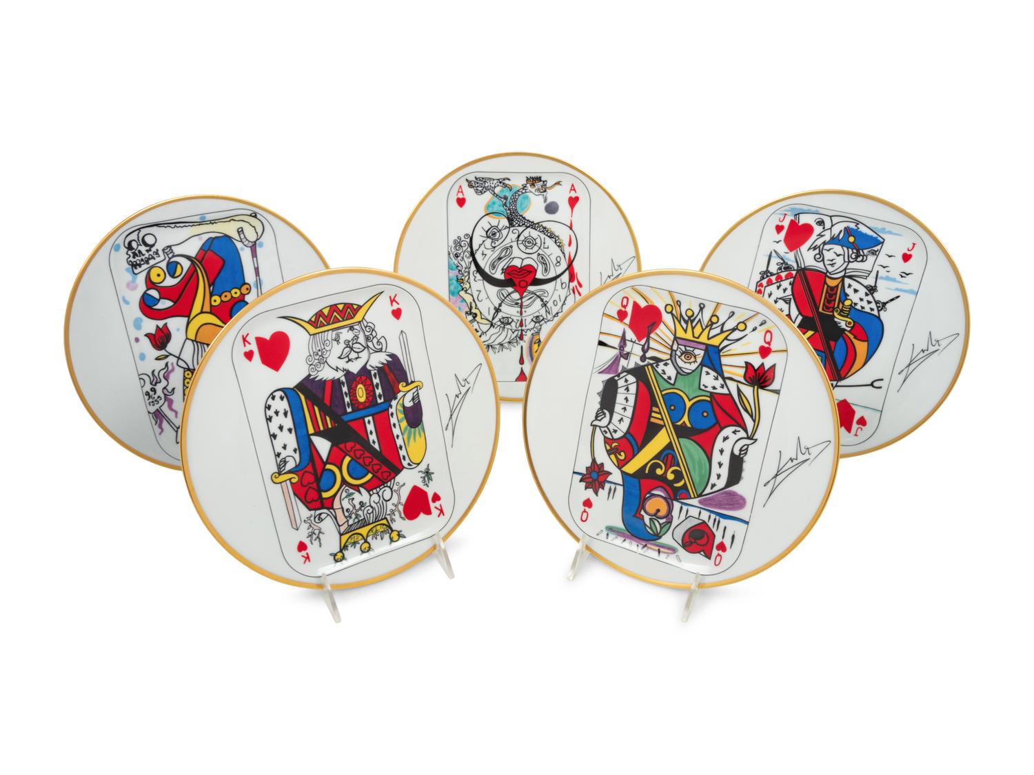 A Set of Five Limoges Porcelain "Puiforcat" Plates After Salvador Dali
