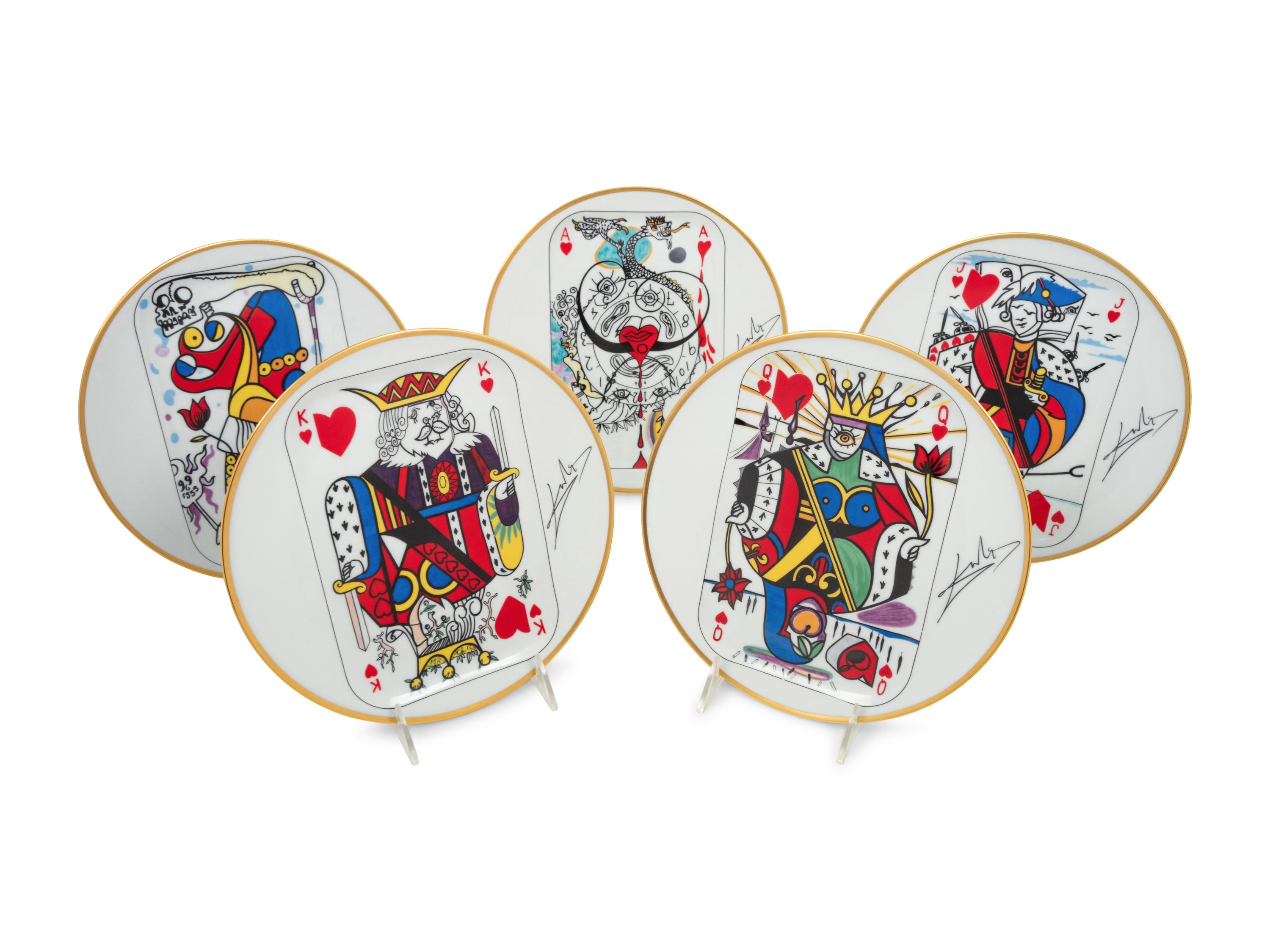 A Set of Five Limoges Porcelain "Puiforcat" Plates After Salvador Dali