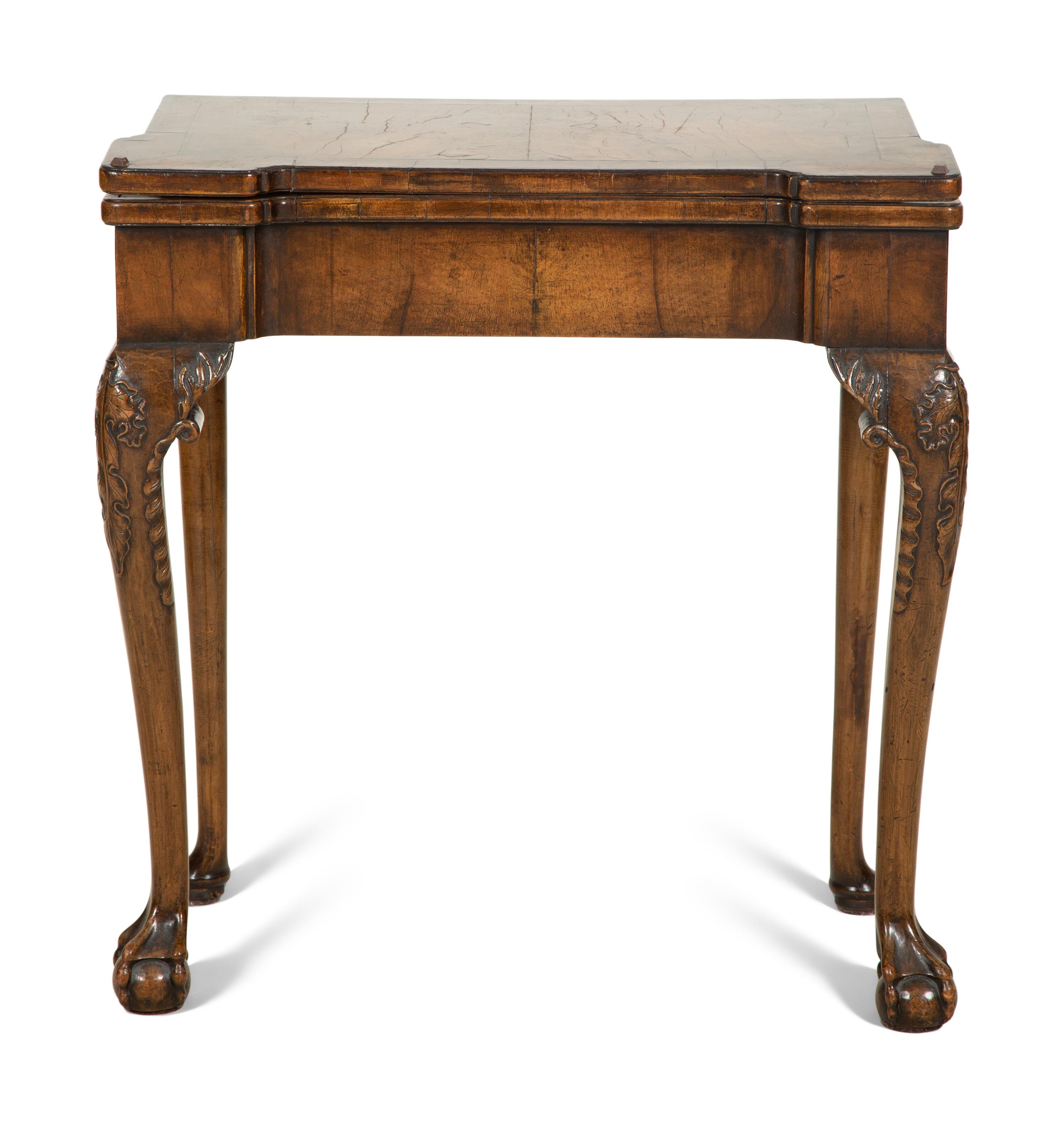 A George II Style Walnut Flip-Top Game Table