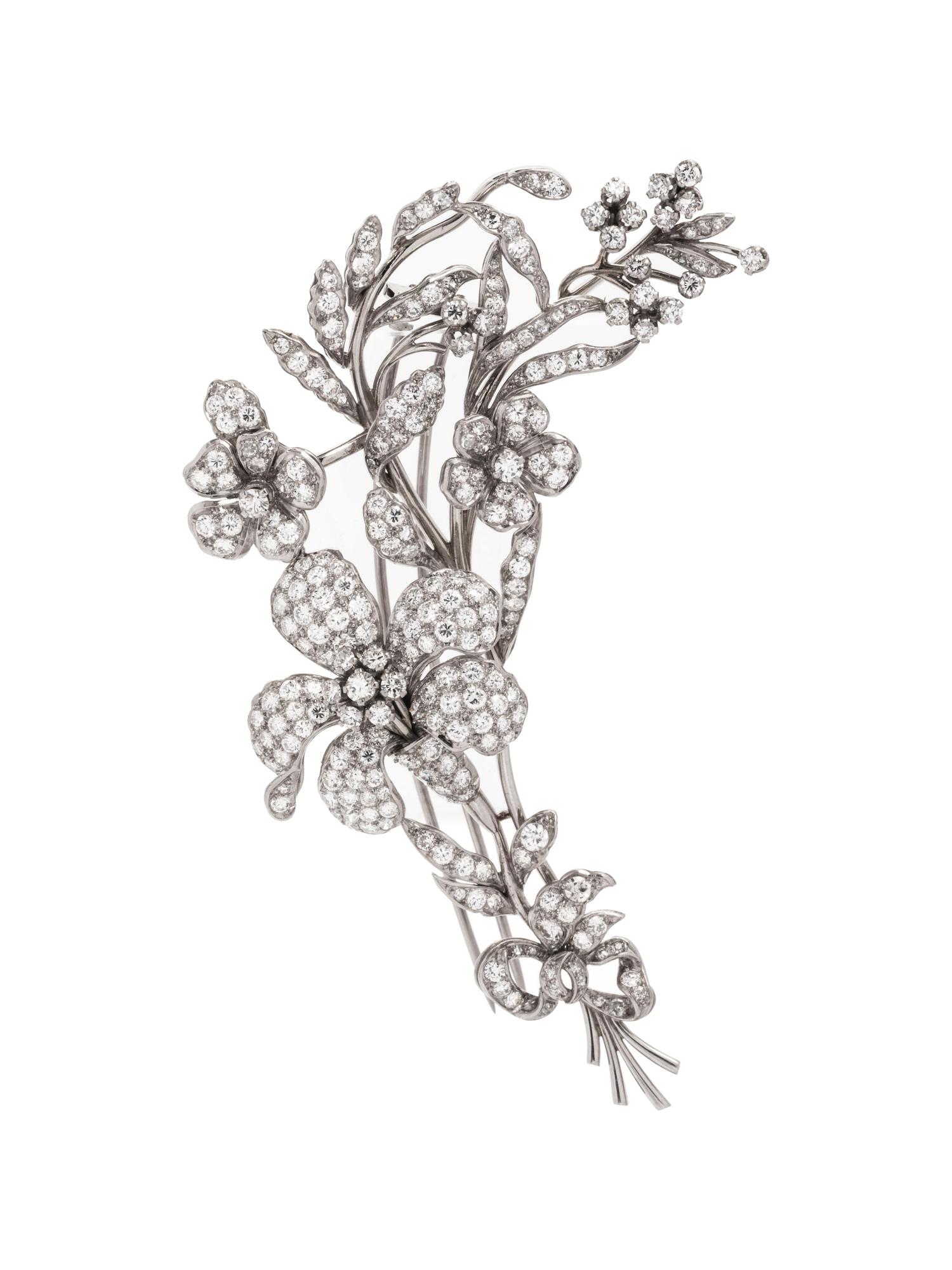 Diamond Corsage Spray Brooch