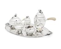 A Georg Jensen Silver Blossom Pattern Six-Piece Tea and Coffee Service