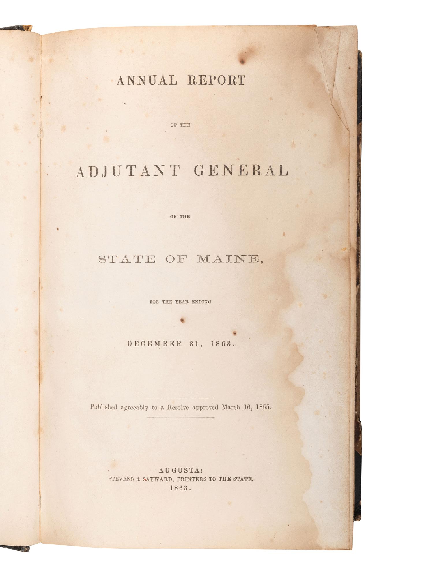 [CIVIL WAR - MAINE]. A group of War-era Adjutant Reports for the State of Maine, comprising: