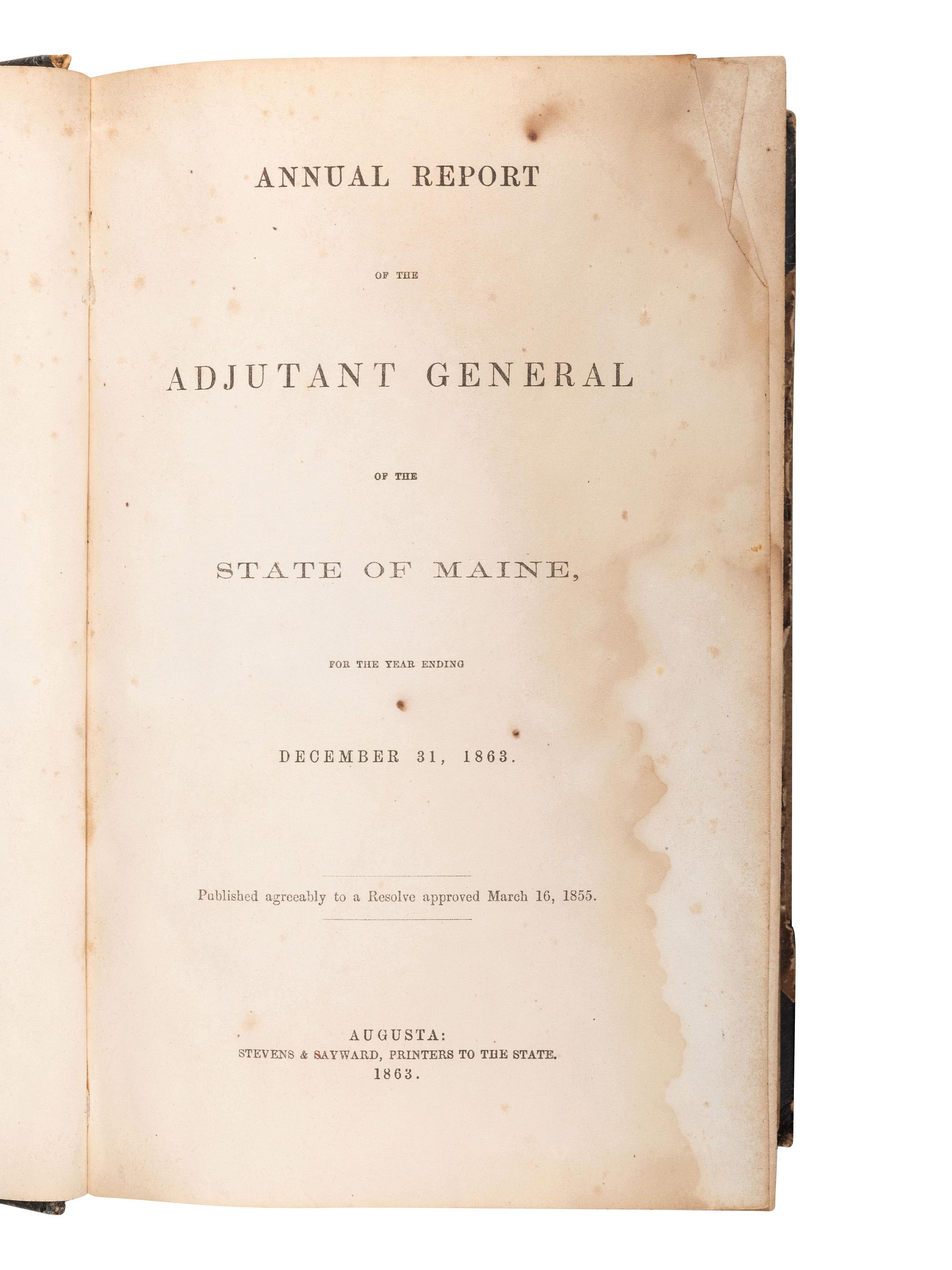 [CIVIL WAR - MAINE]. A group of War-era Adjutant Reports for the State of Maine, comprising: