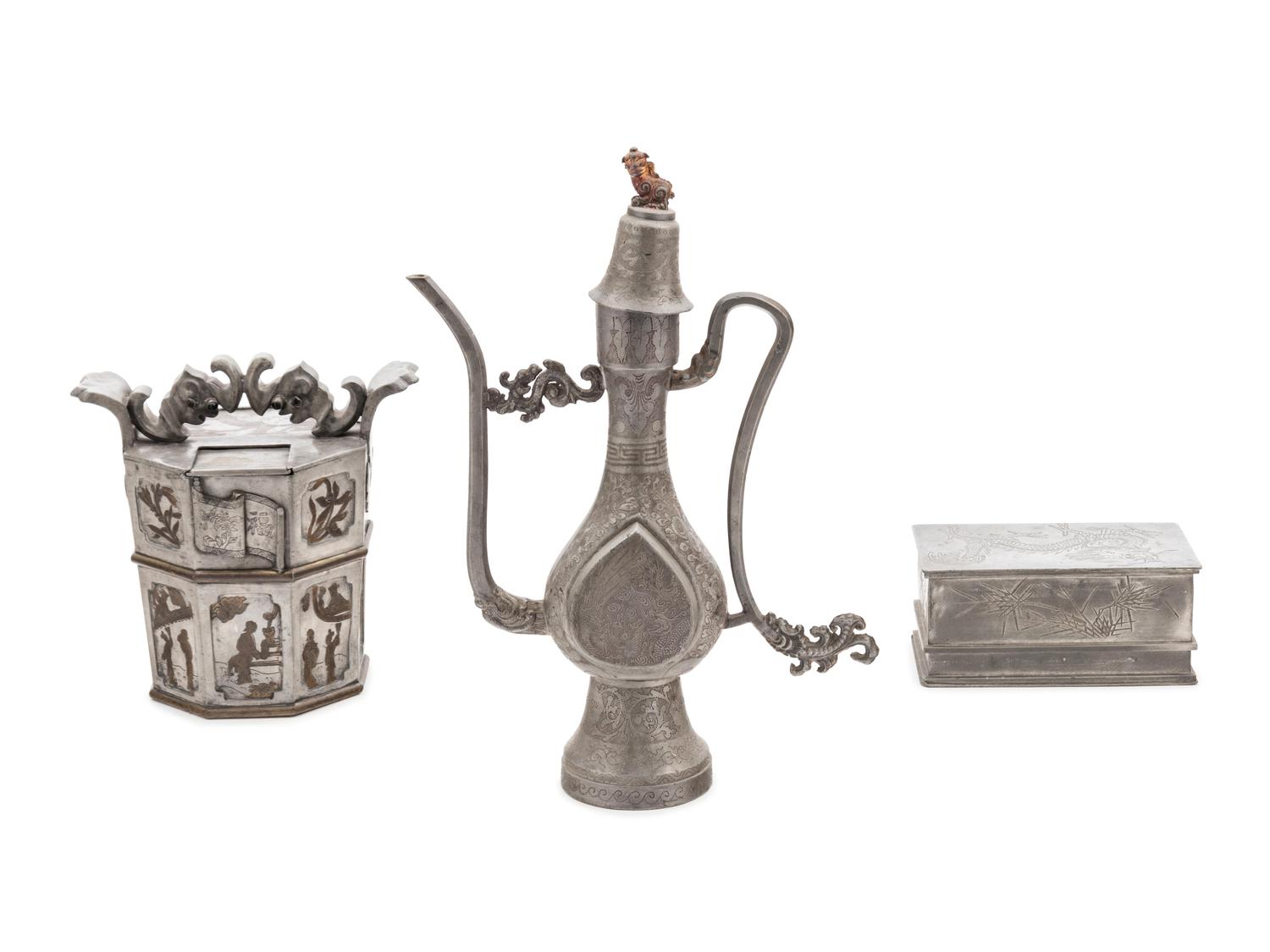 Three Chinese Pewter Articles