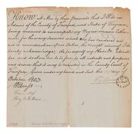 [ENSLAVEMENT]. Manuscript manumission for enslaved woman "Catharine." Fairfax Co., VA, 19 Oct. 1803.