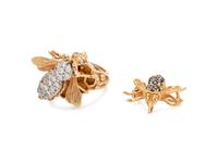 COLLECTION OF YELLOW GOLD BEE JEWELRY