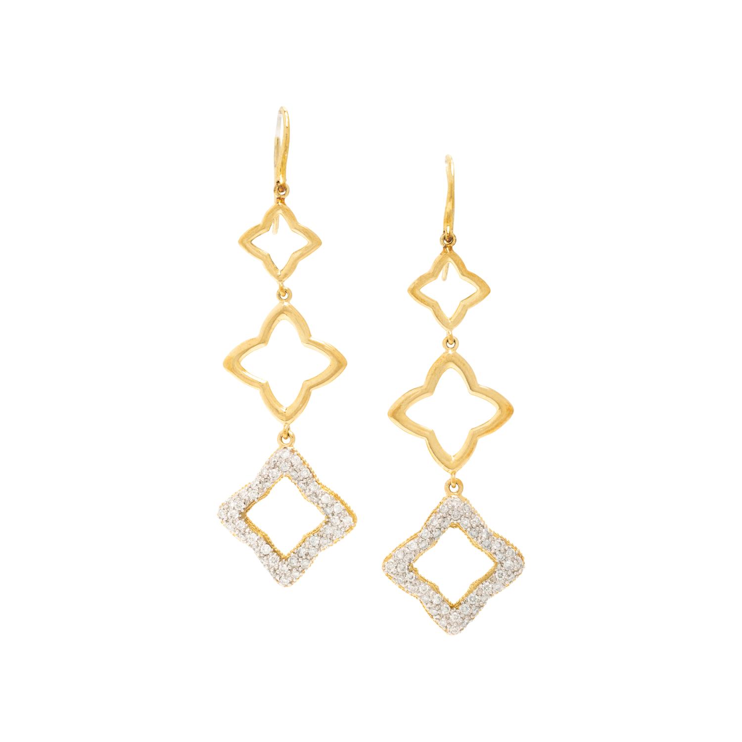 David Yurman, 'Quatrefoil', Yellow Gold and Diamond Pendant Necklace and Earrings