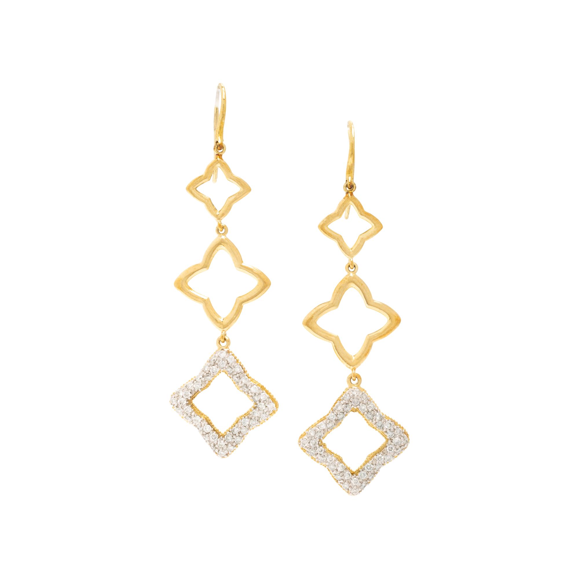David Yurman, 'Quatrefoil', Yellow Gold and Diamond Pendant Necklace and Earrings