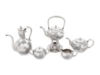 A Japanese Silver Five-Piece Tea and Coffee Service