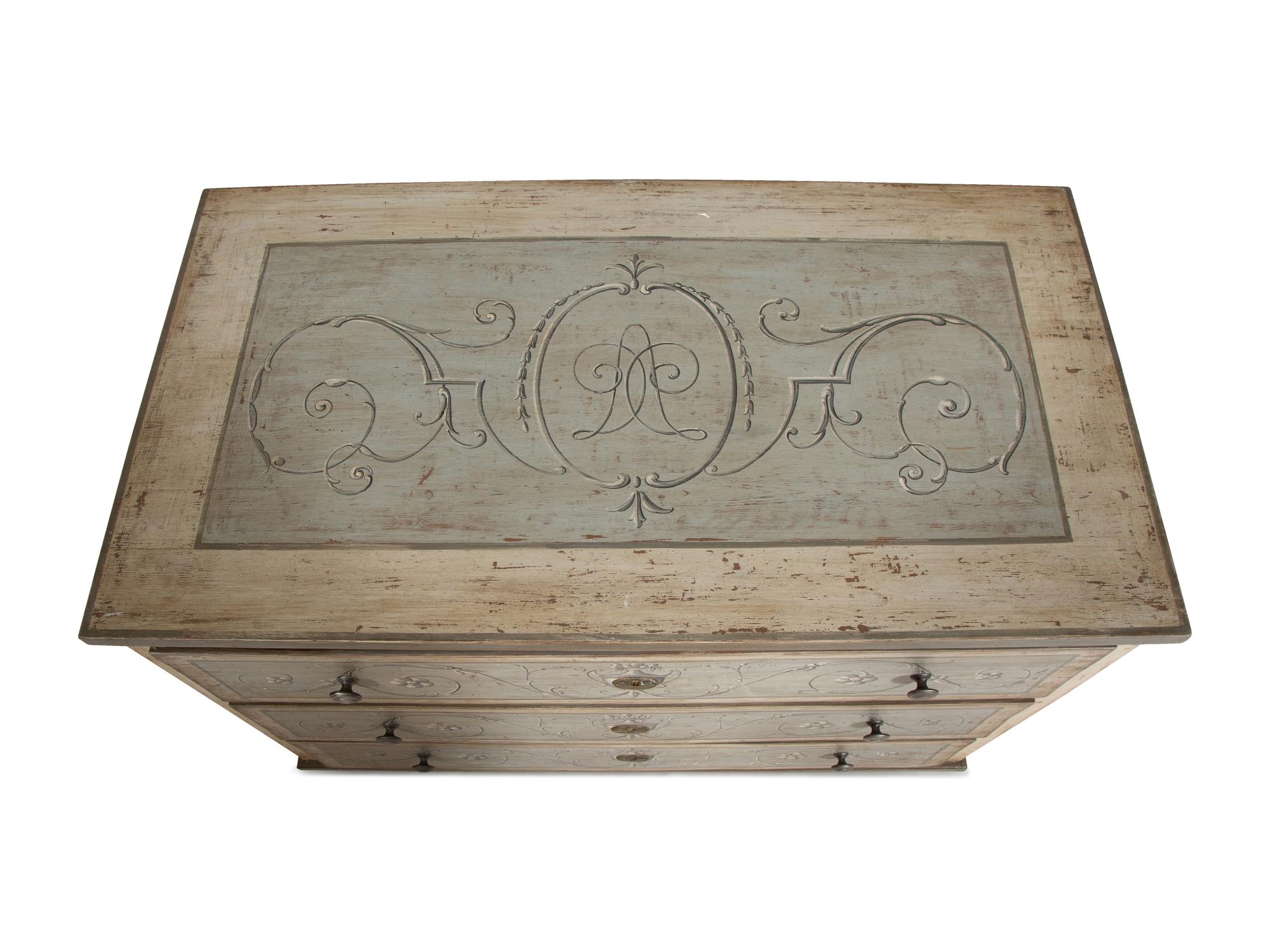 A North European Painted Chest of Drawers