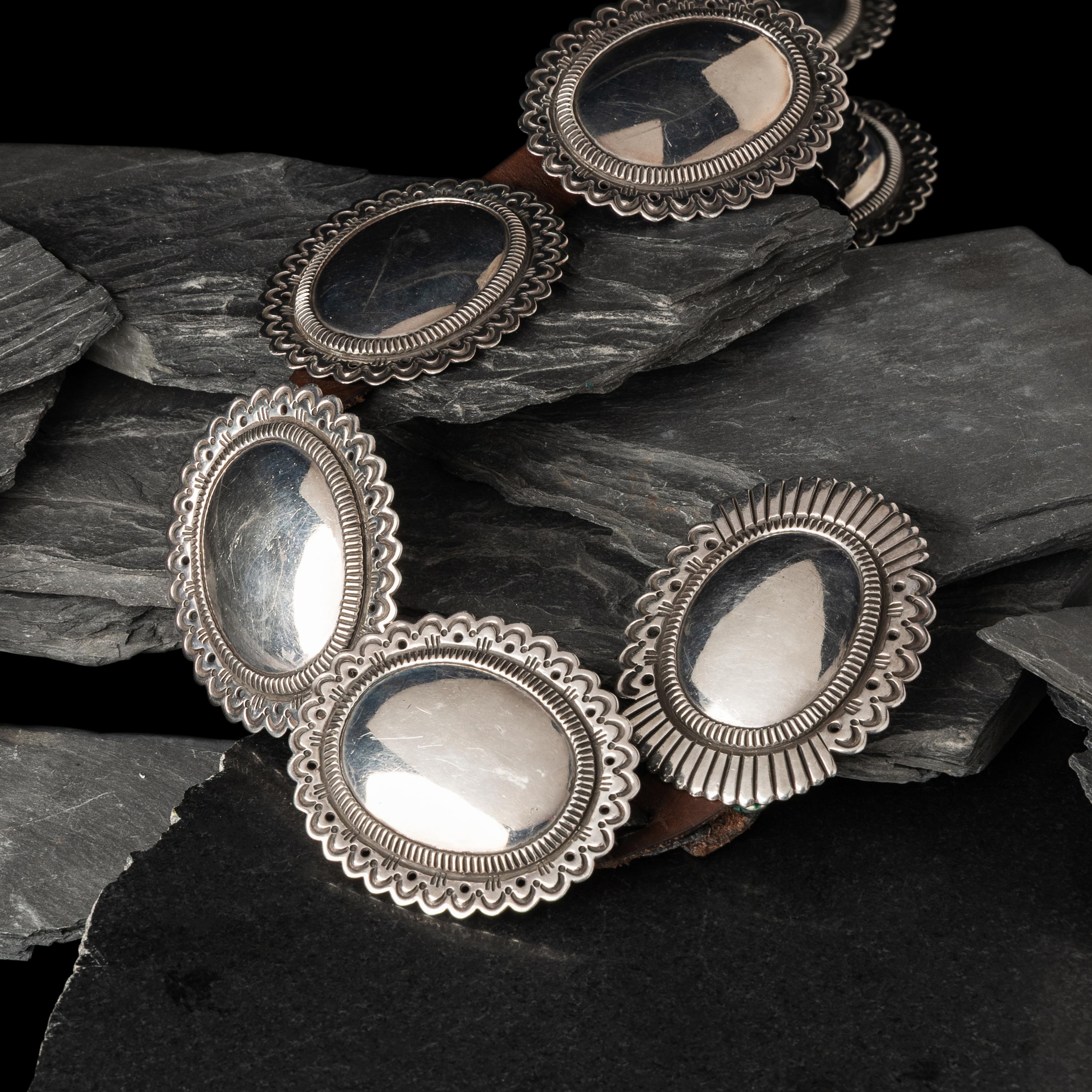 Cippy CrazyHorse (Diné, b. 1946) — Sterling Silver Concha Belt