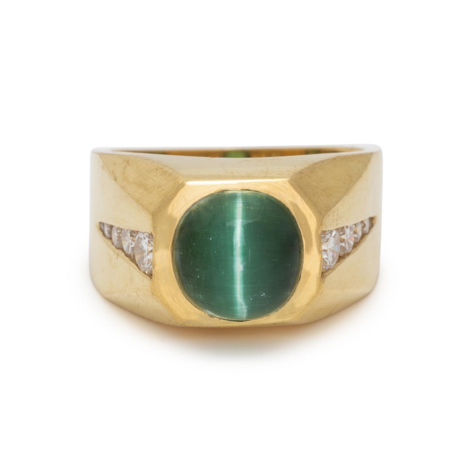 CAT'S EYE TOURMALINE AND DIAMOND RING