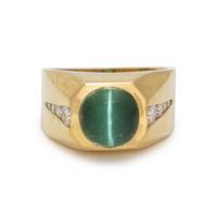CAT'S EYE TOURMALINE AND DIAMOND RING