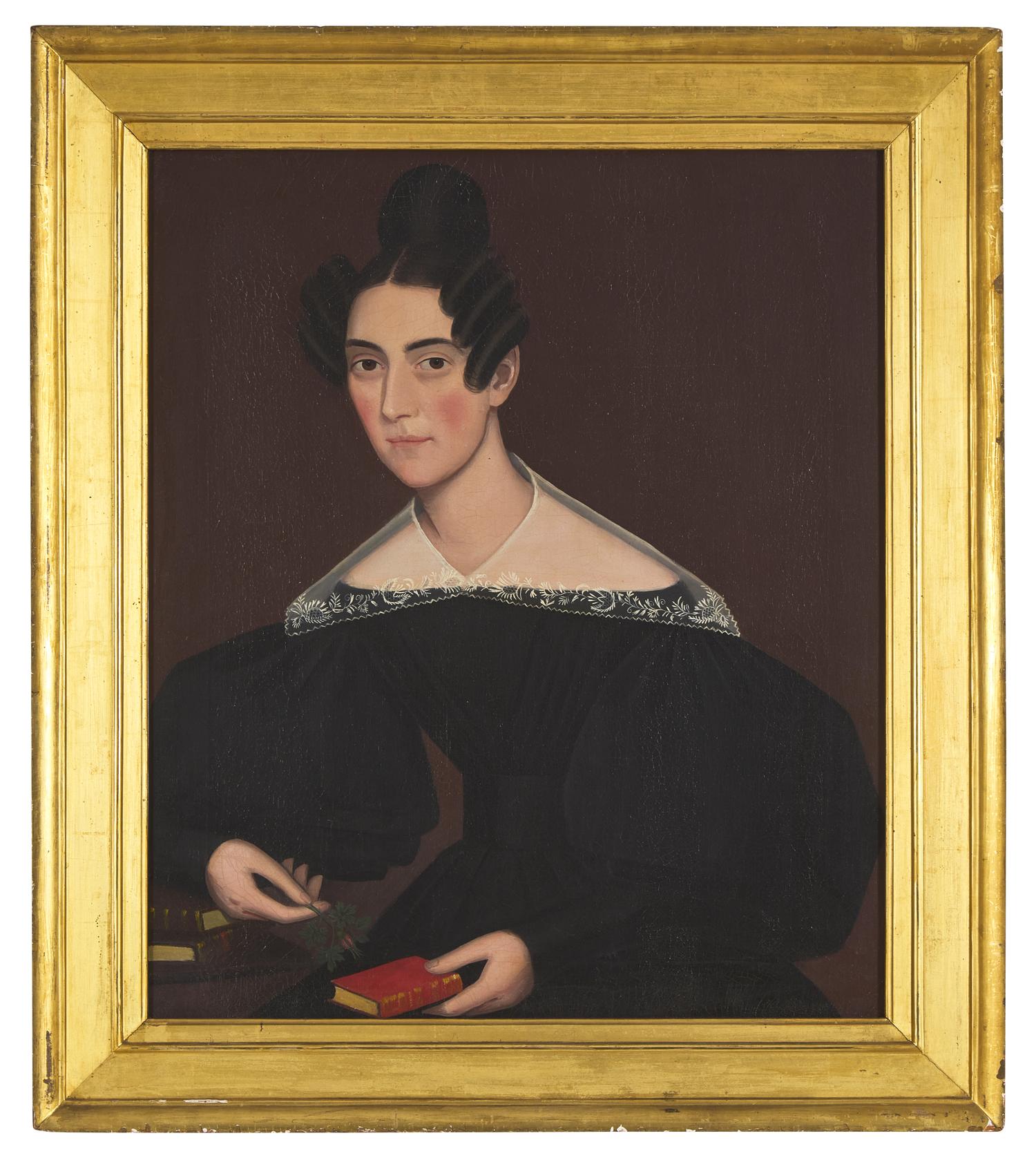 Ammi Phillips (1788-1865), A Portrait of a Young Woman possibly Hanna Mills Raymond (1815-1837) of Kent, Connecticut