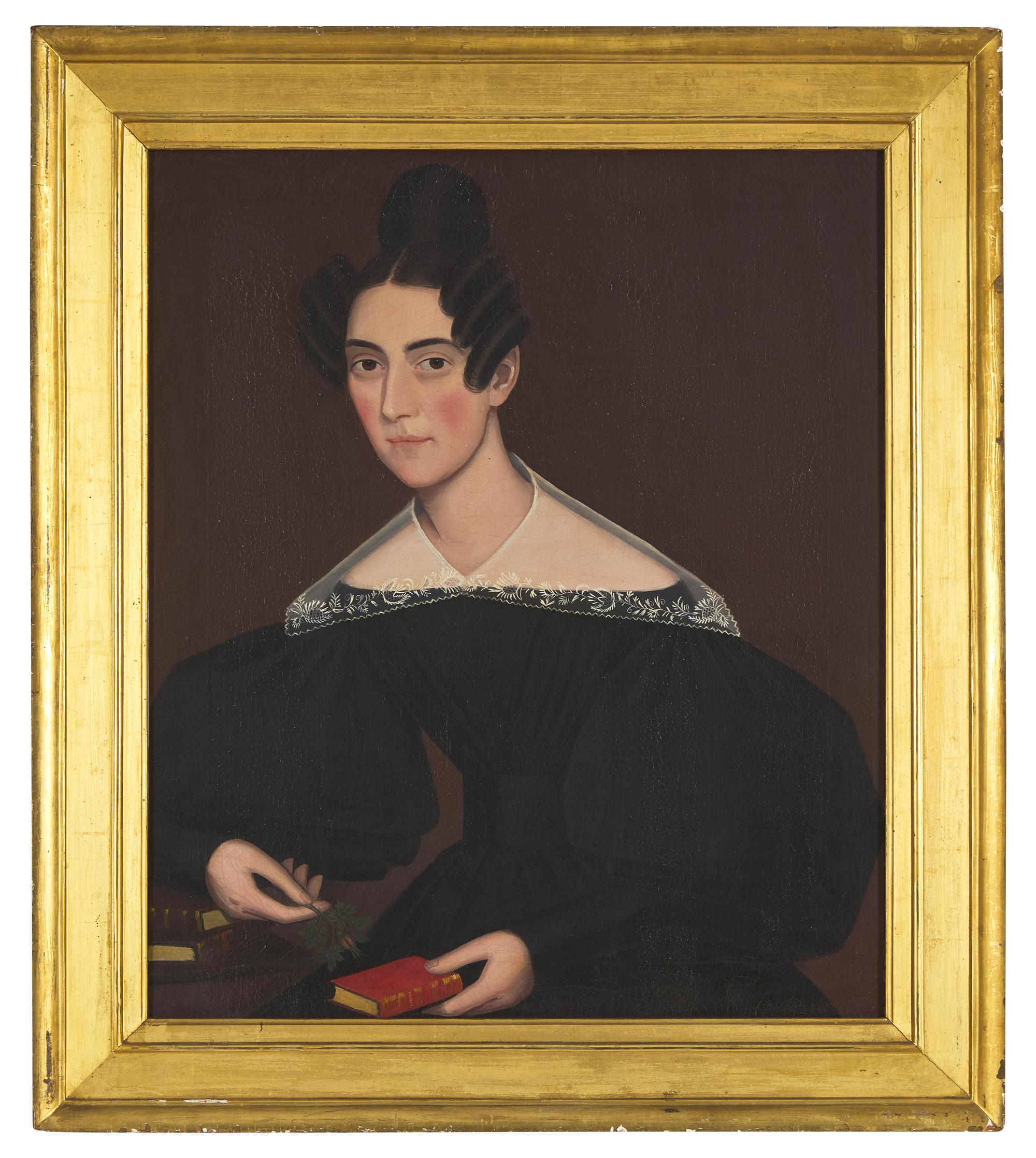 Ammi Phillips (1788-1865), A Portrait of a Young Woman possibly Hanna Mills Raymond (1815-1837) of Kent, Connecticut