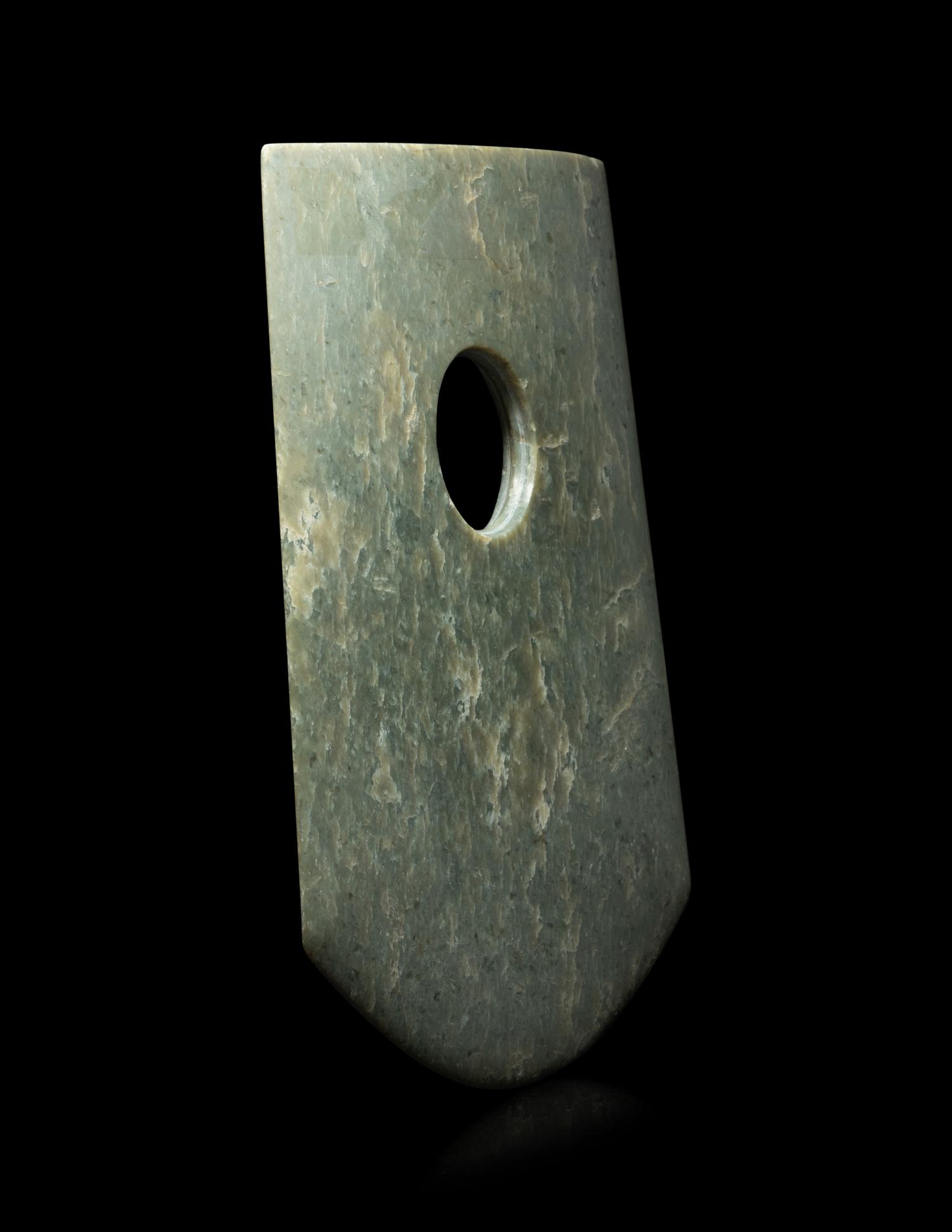 A Chinese Archaistic Style Celadon Jade Axe