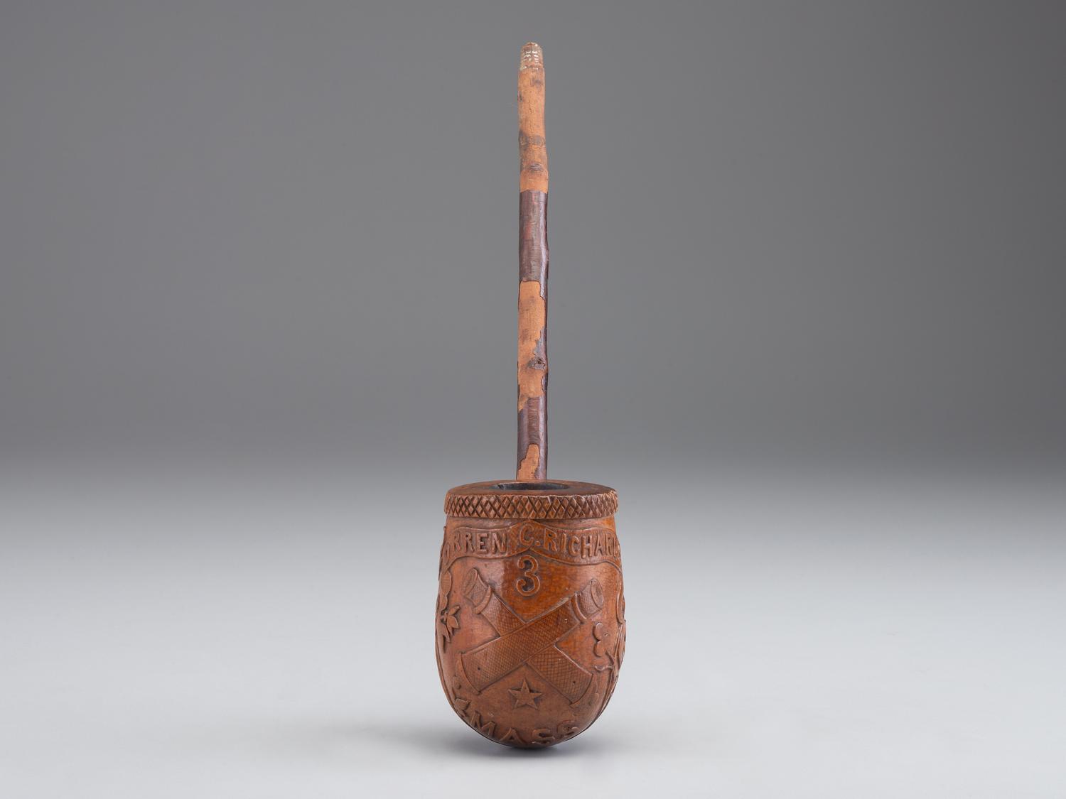 [CIVIL WAR]. Folk art carved pipe identified to Orren Clark Richards, 3rd Massachusetts Light Artillery.