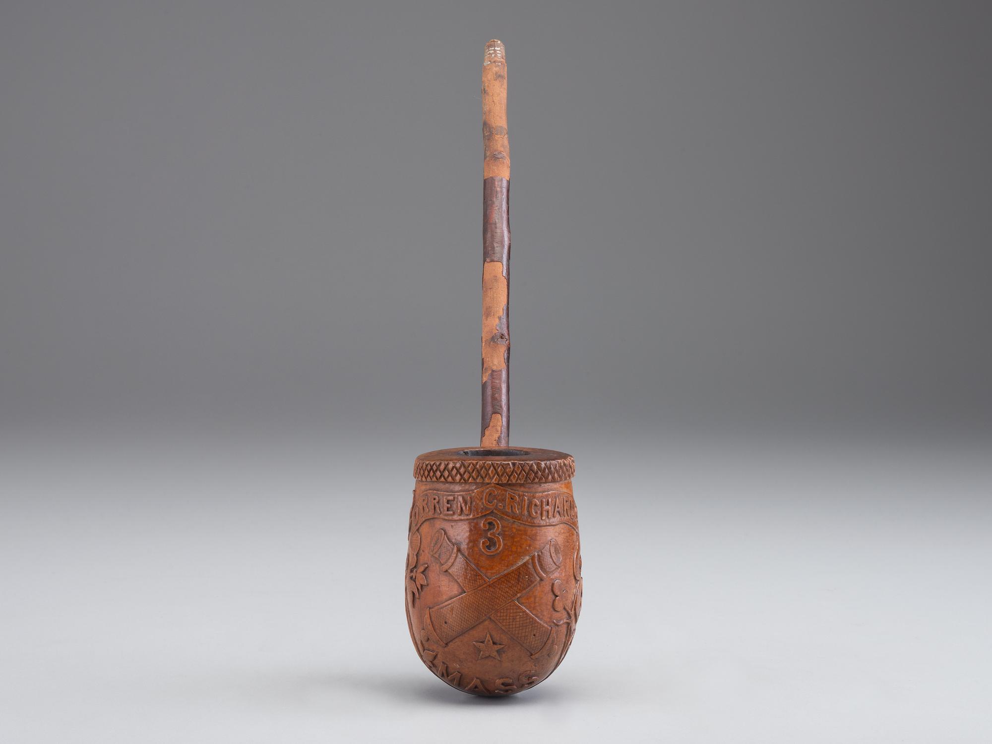 [CIVIL WAR]. Folk art carved pipe identified to Orren Clark Richards, 3rd Massachusetts Light Artillery.
