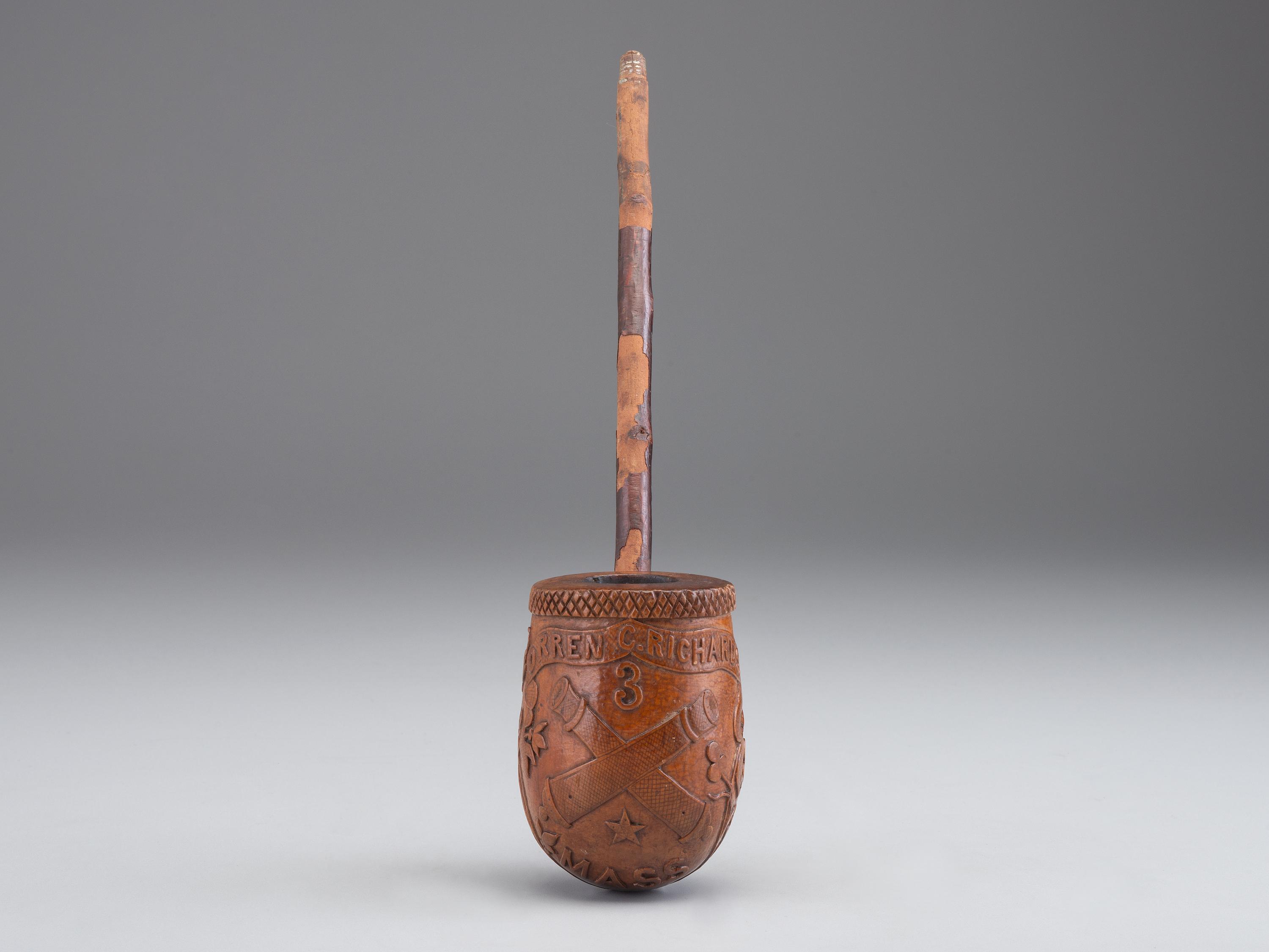 [CIVIL WAR]. Folk art carved pipe identified to Orren Clark Richards, 3rd Massachusetts Light Artillery.