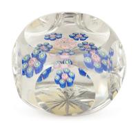 A Perthshire Patterned Millefiori Circlets Faceted Glass Paperweight