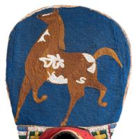 Plateau Child's Beaded Hide Cradleboard, with Pinto Horse