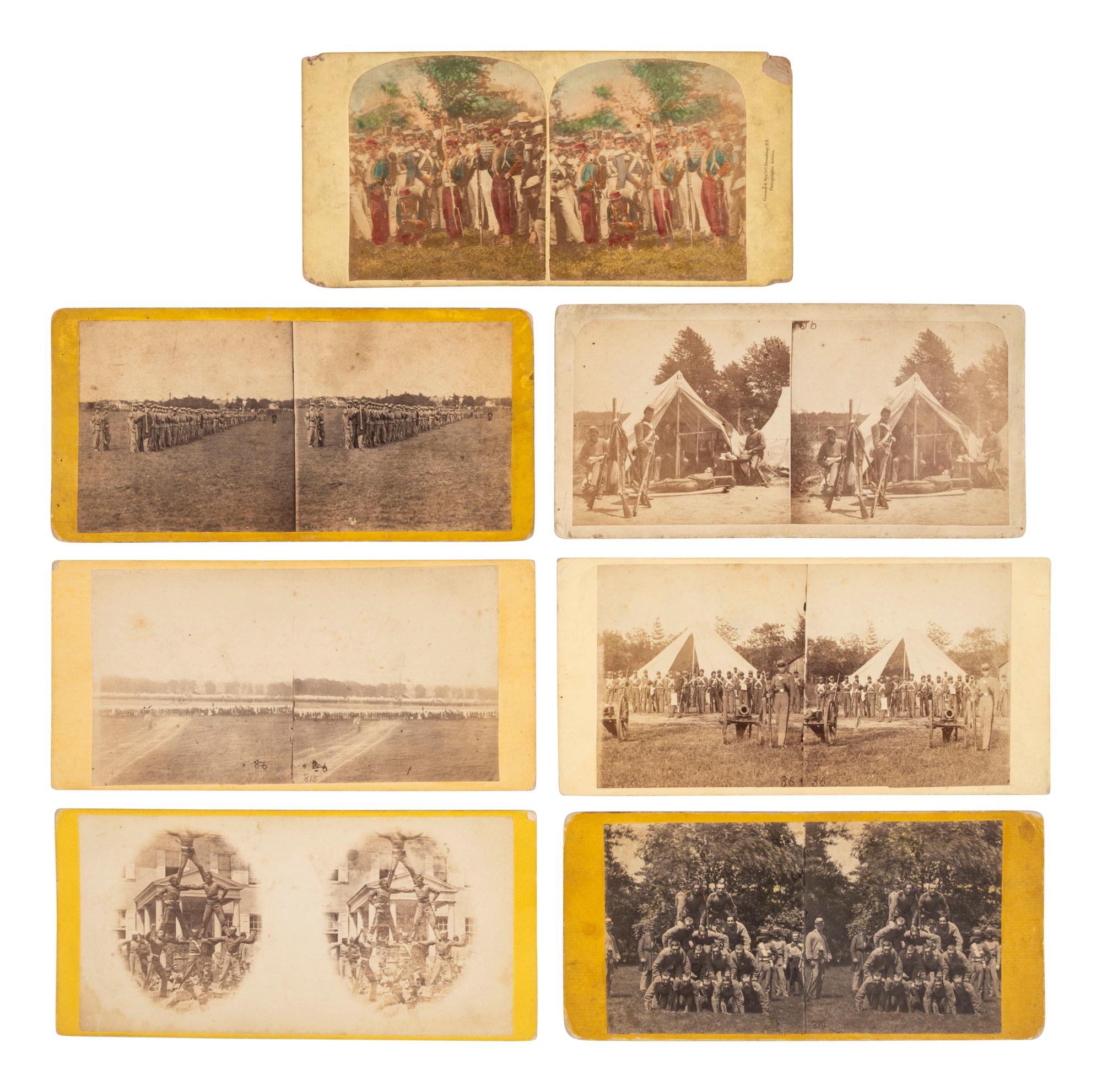 [CIVIL WAR]. A group of 20 stereoviews of the 7th New York State Militia.