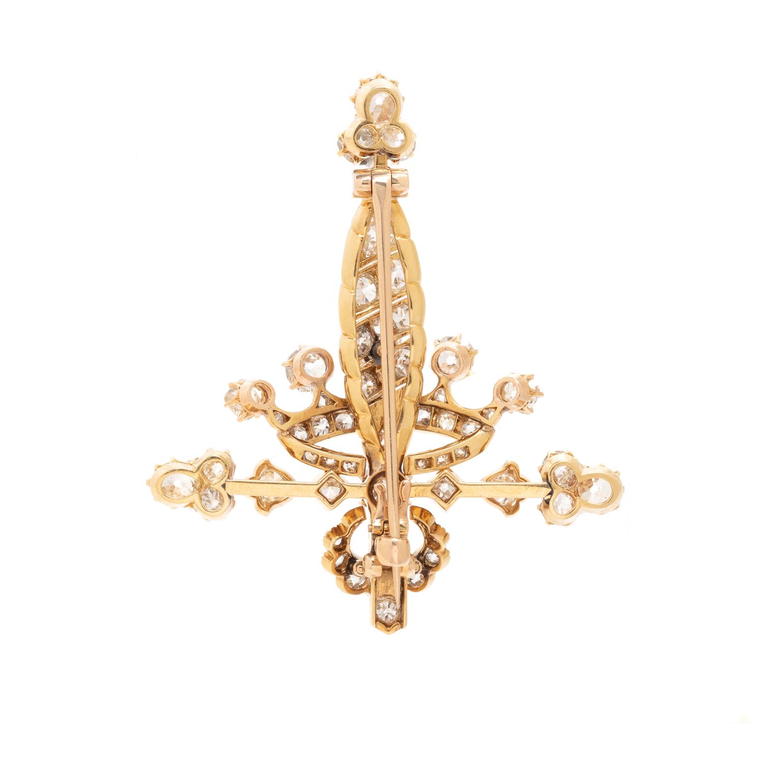ANTIQUE, YELLOW GOLD AND DIAMOND BROOCH