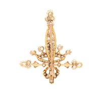 ANTIQUE, YELLOW GOLD AND DIAMOND BROOCH
