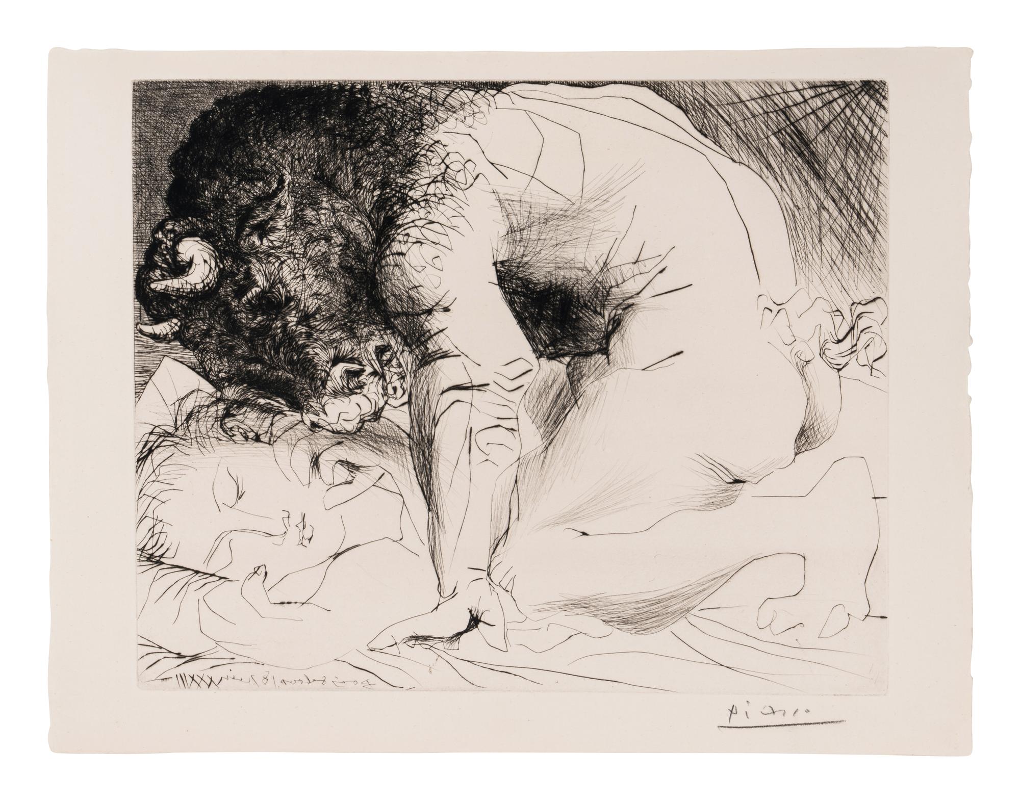 Minotaure caressant une dormeuse (from La Suite Vollard )