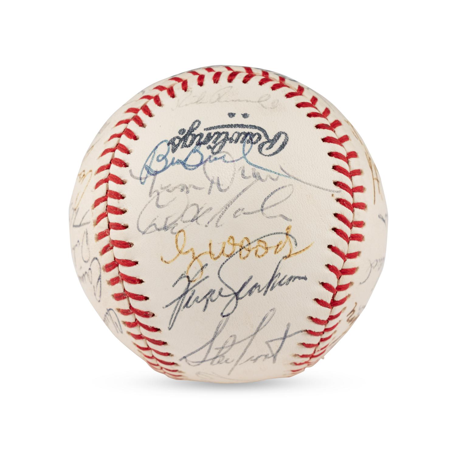 A 1982 Chicago Cubs Team Signed Autograph Baseball (Including Early Career Ryne Sandberg Signature)