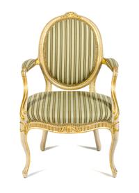 An Adam Style Painted and Parcel Gilt Armchair Height 37 1/2 inches. — LATE 19TH CENTURY