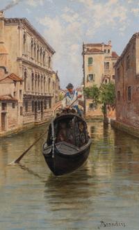 Venetian Palace; together with Venetian Gondola (A Pair)