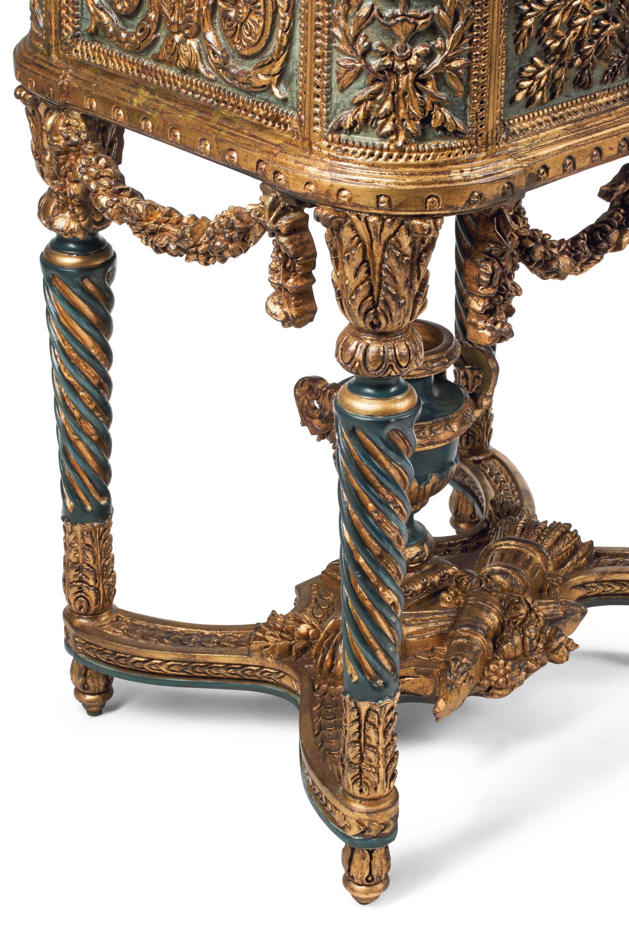 A Pair of Italian Neoclassical Style Painted and Parcel-Gilt Jardinières