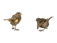 Two Italian Silver and Enamel Bird Figures