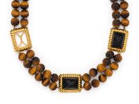 R. STONE, VINTAGE, TIGER'S EYE AND ONYX NECKLACE