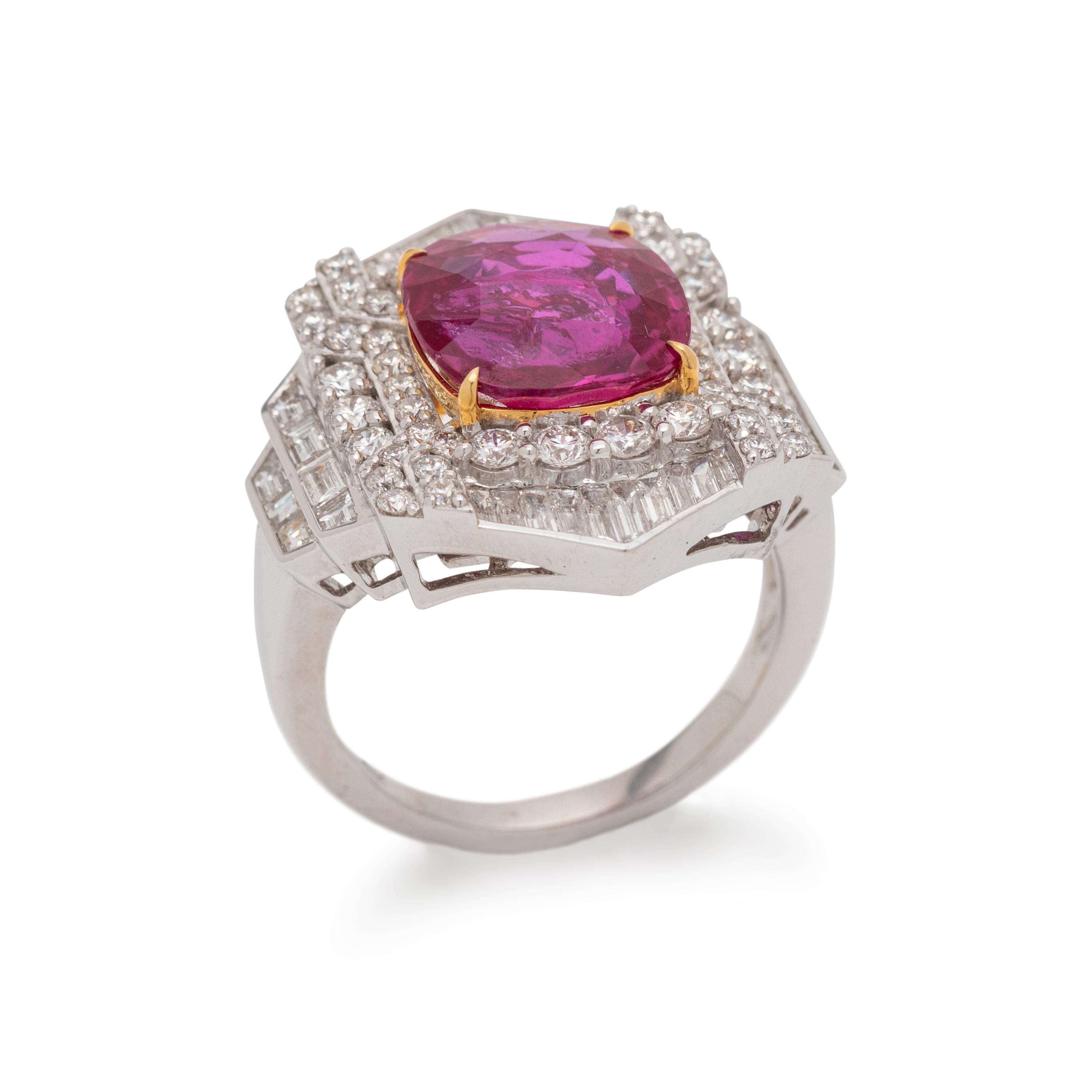 BURMESE RUBY AND DIAMOND RING